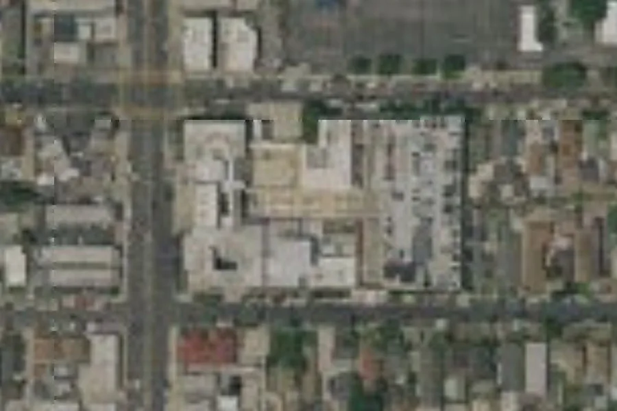 Fotografía aérea de archivo de el complejo policial y carcelario 77th Street de LAPD y las calles cercanas.