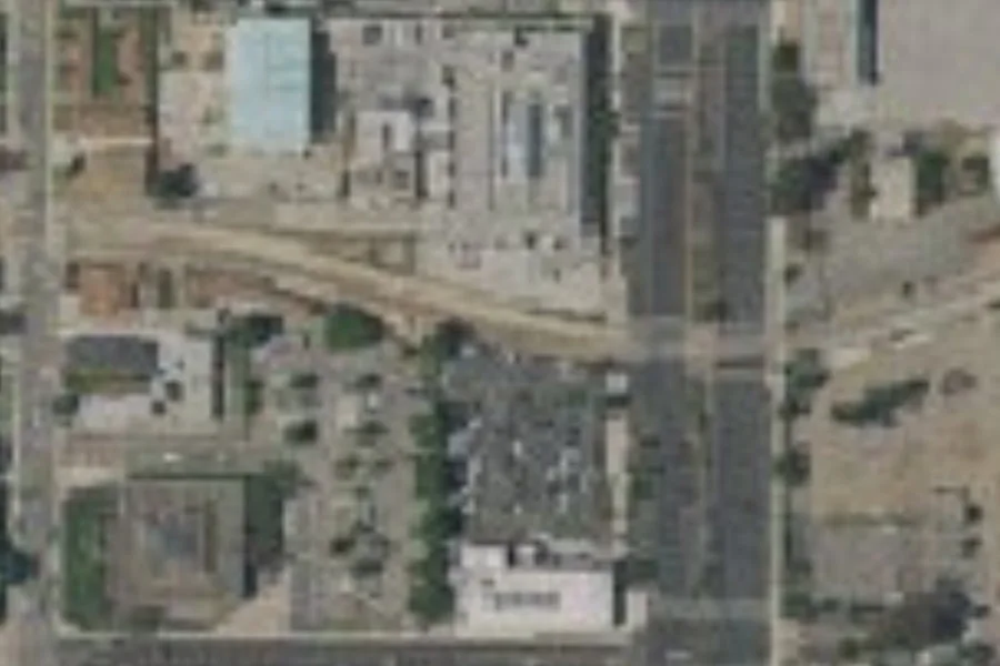 Fotografía aérea de archivo de el complejo policial de Hawthorne y las calles cercanas.